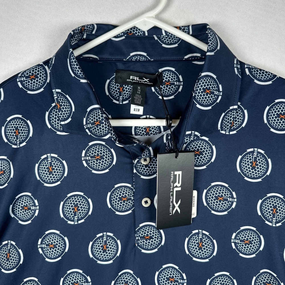 RLX Ralph Lauren Mens Golf Concept 1 Navy Golf Ball Print Polo Shirt XL New